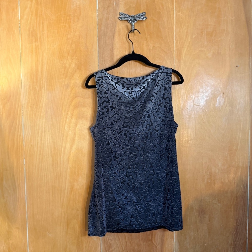 White House Black Market Velvet Damask Burnout Cowl Neck Top Medium NWT - Picture 6 of 8